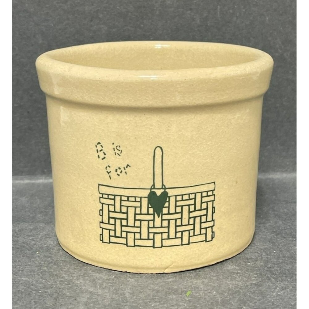 Roseville Pottery Stoneware CrockB Is For Basket Green